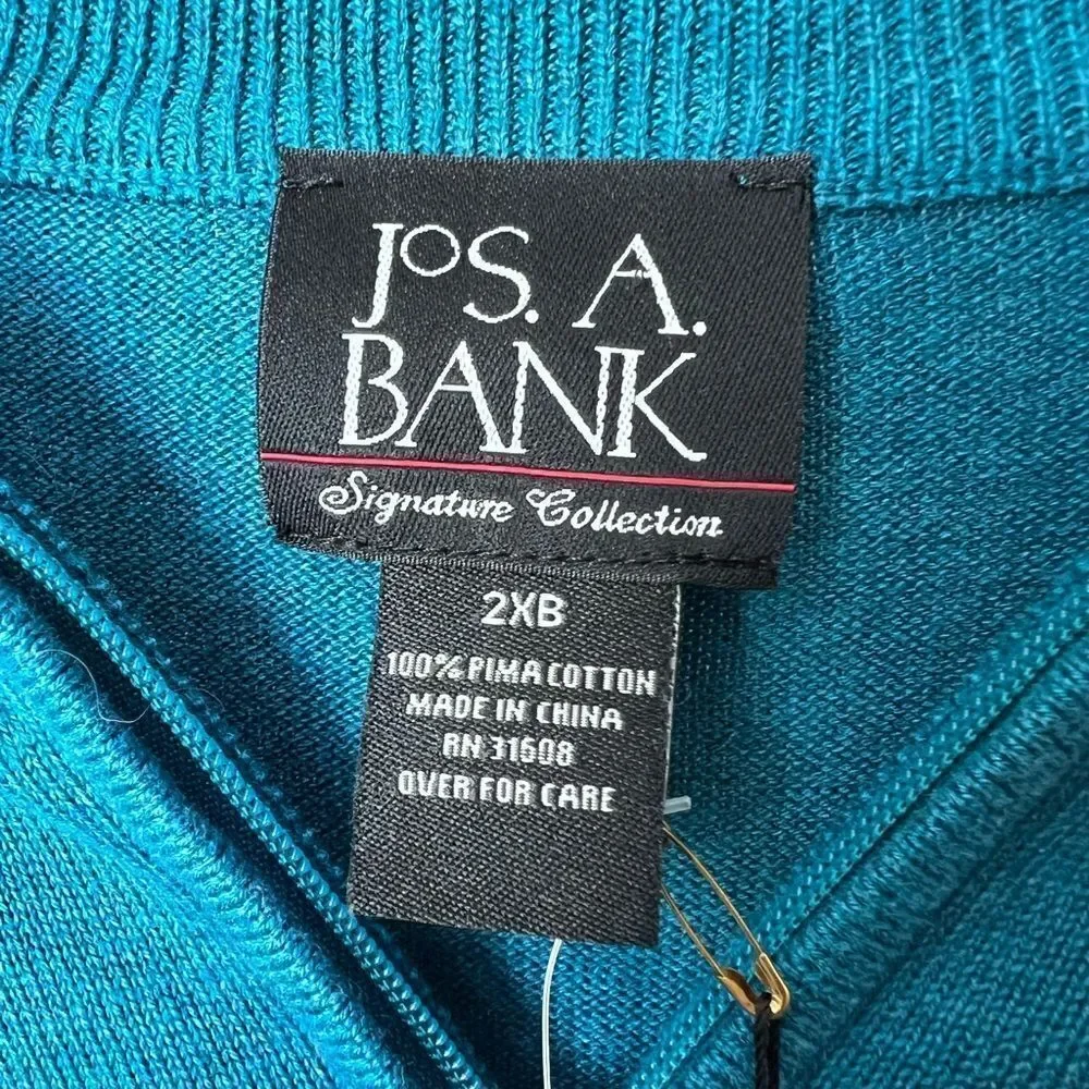 Jos a bank signature collection sweater teal size 2X prima cotton